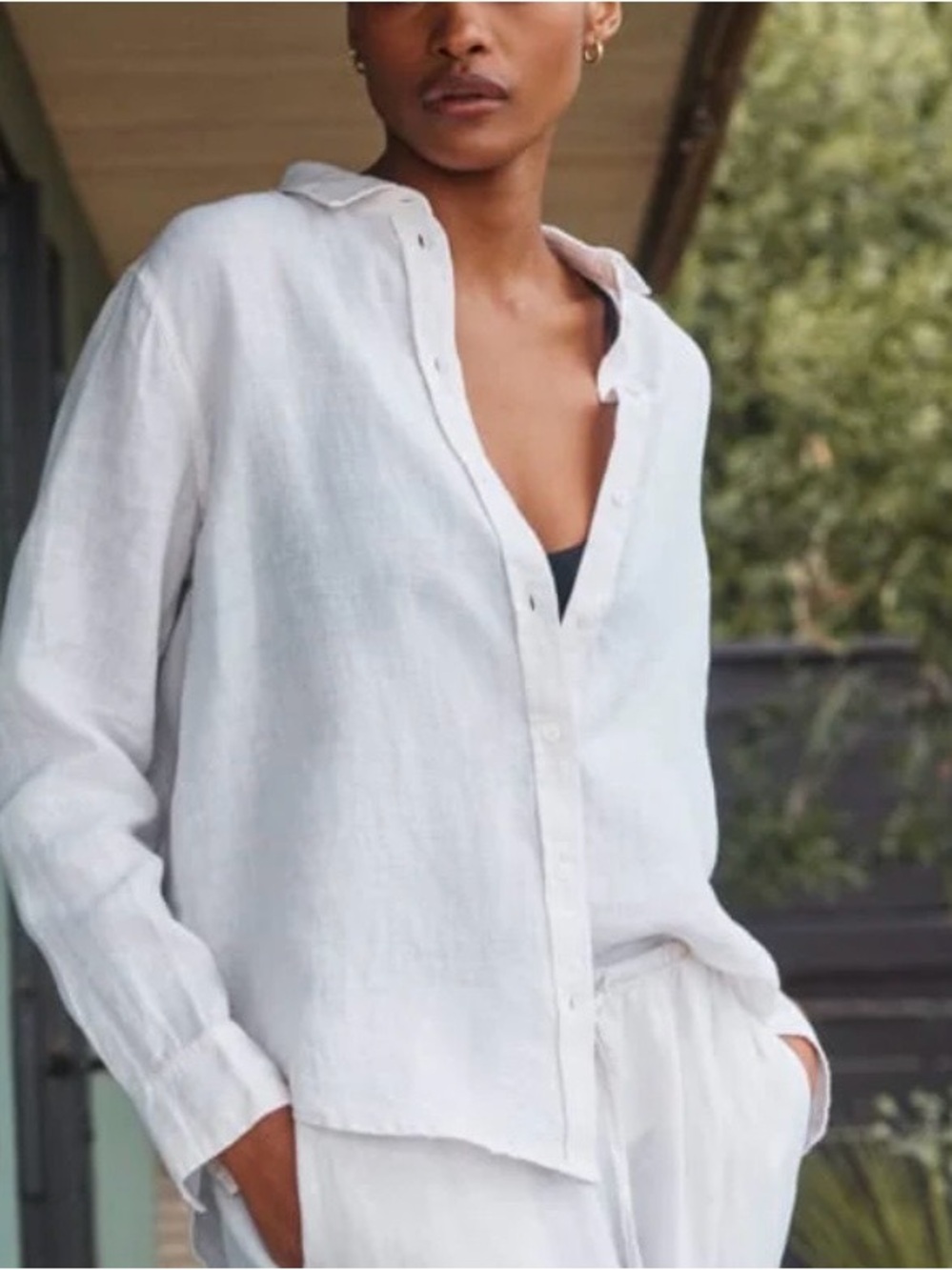Everlane White Button-Down Linen Shirt